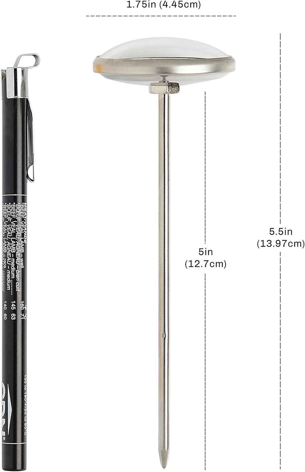 Stainless Steel Digital Meat Thermometer with 1.75" Dial