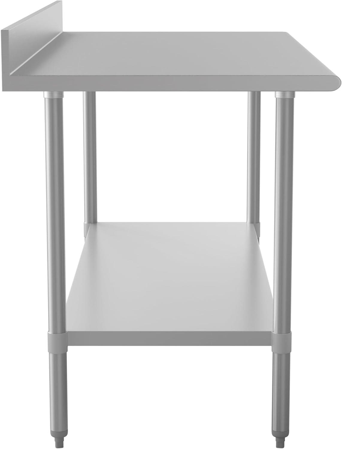 Flash Furniture Commercial Stainless Steel Kitchen Prep and Work Table with Shelf and Backsplash