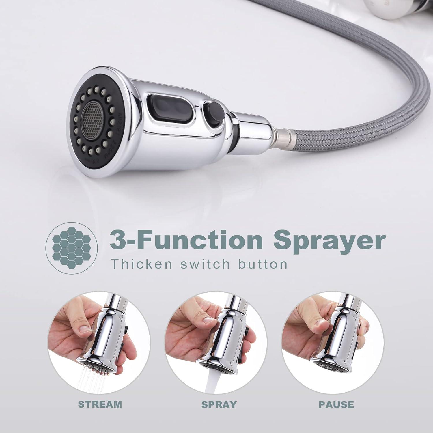 WOWOW WOWOW Pull Down Kitchen Faucet with Soap Dispenser 2310101C-S