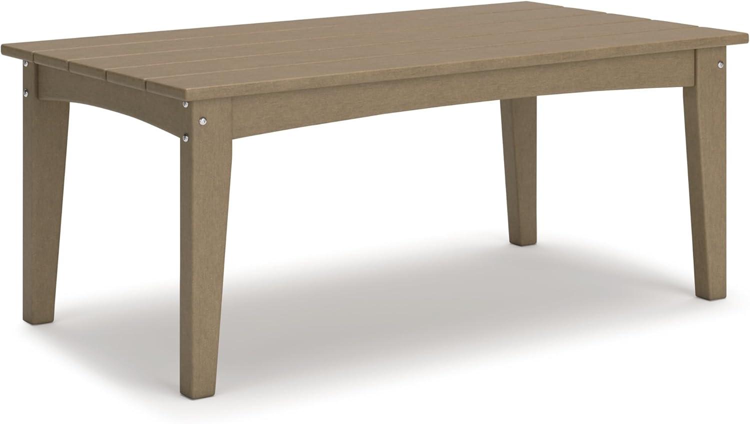 Hyland Wave Rectangular Beige Outdoor Coffee Table