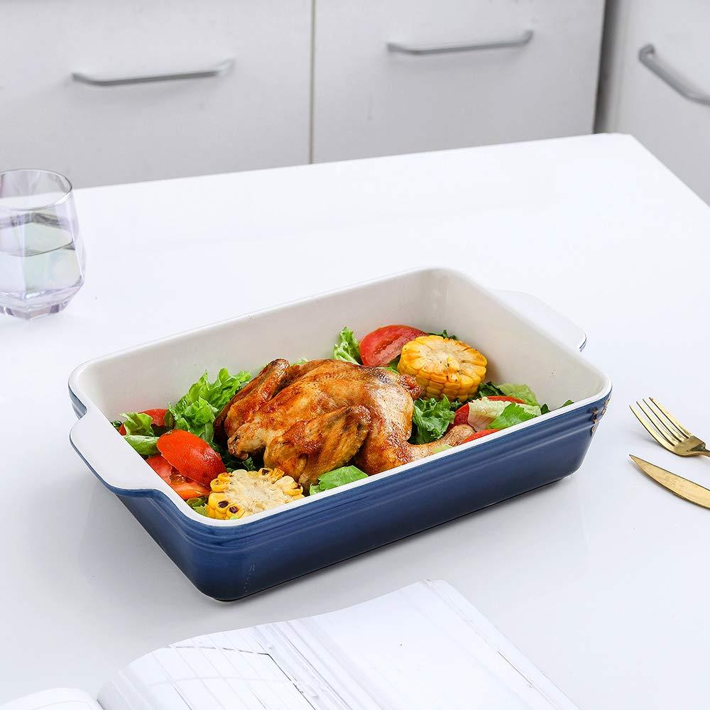Adeco Trading Ceramic Bakeware Set, Rectangular Baking Dish For Cooking, Kitchen, Cake Dinner, Banquet And Daily Use, 9X13 Casserole Dishes For Oven Porcelain Baking Pans