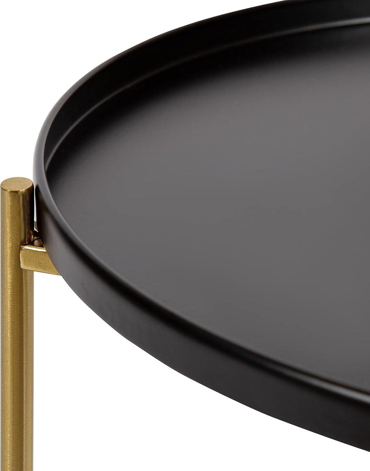 Kate and Laurel Ulani Round Metal Nesting Table, 2 Piece, Black and Gold