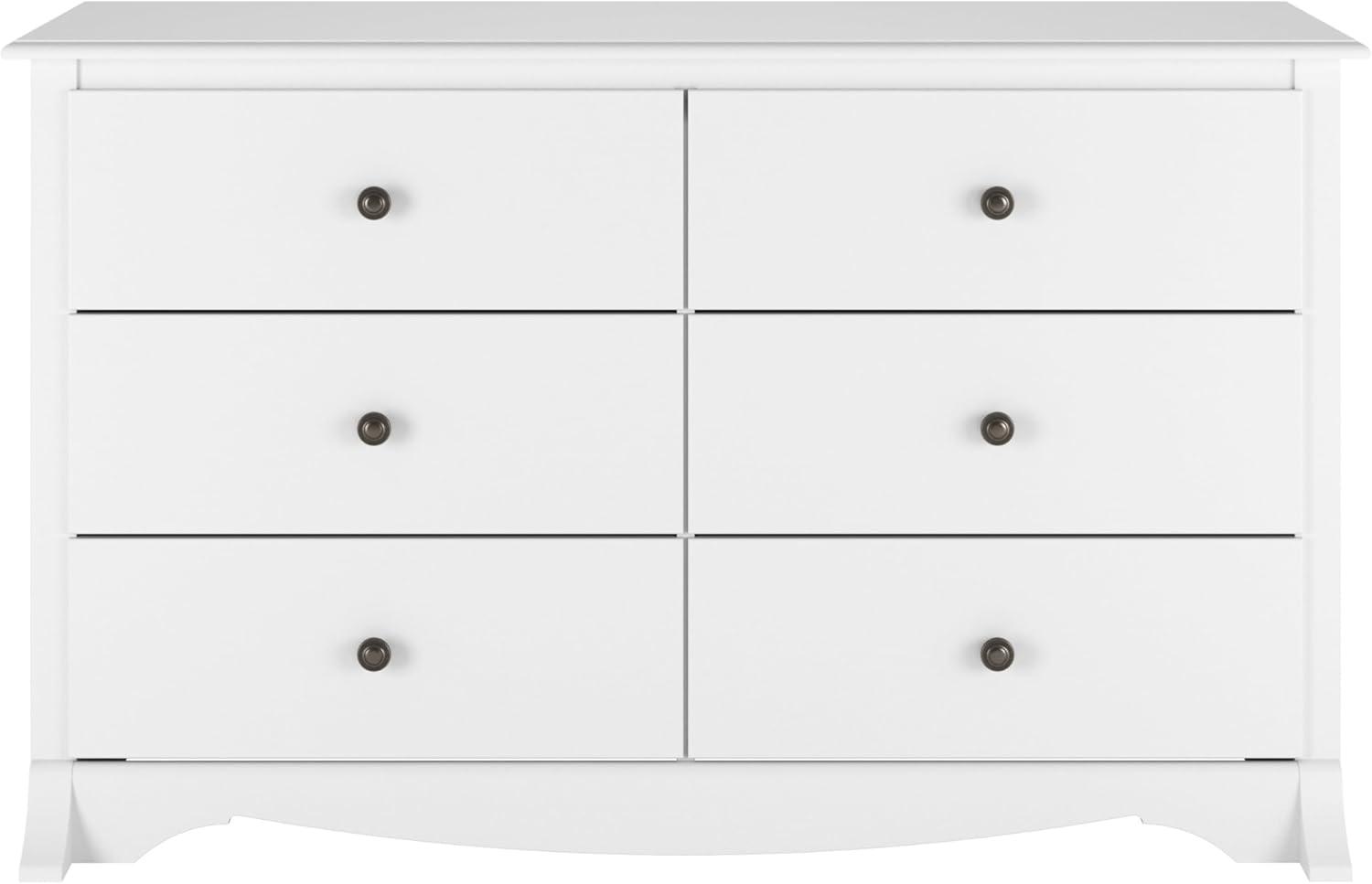 Prepac Monterey Dresser White: 6-Drawer Storage, Wood Composite, Bedroom Furniture, 29"H x 48"W