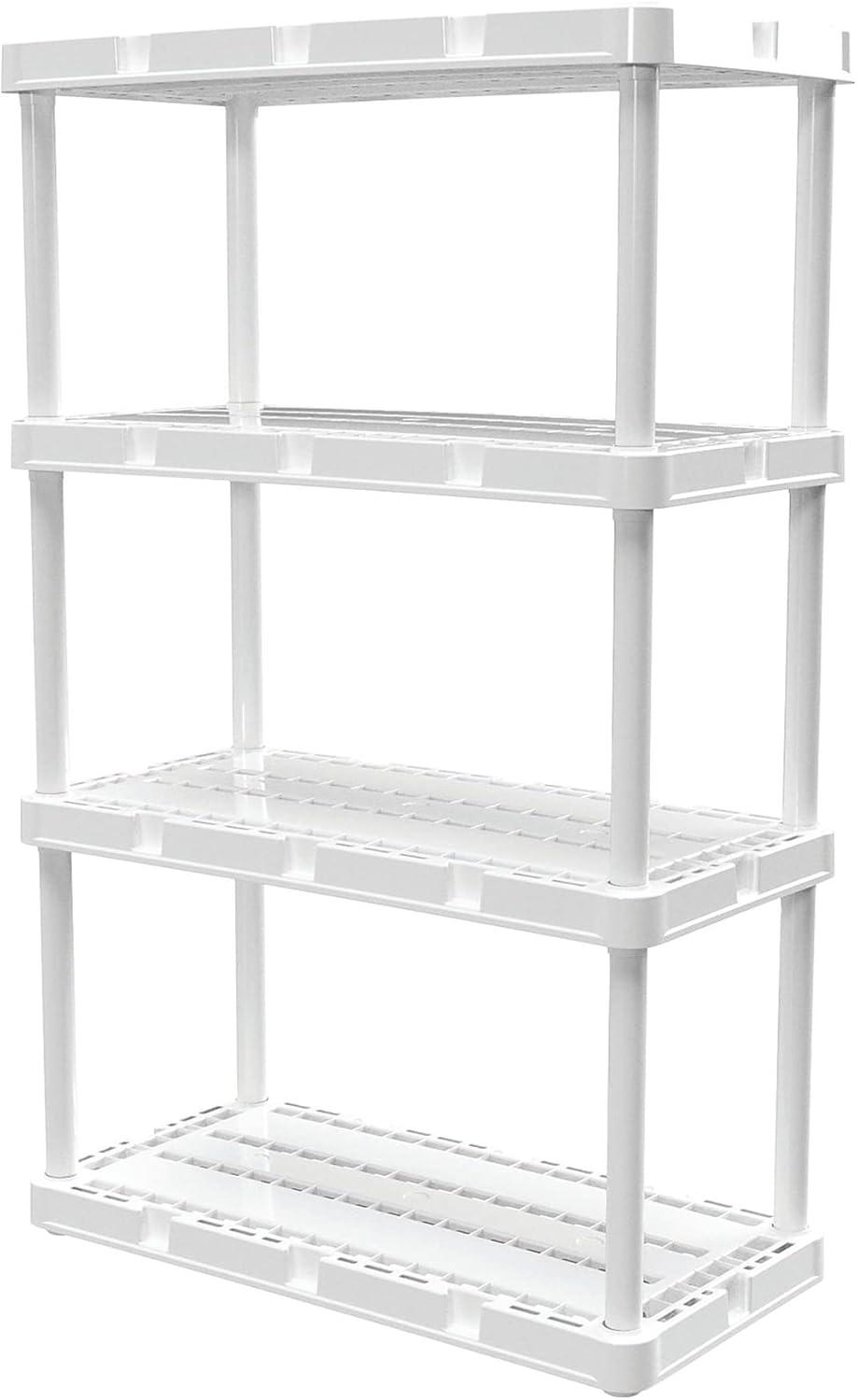 Gracious Living 4 Shelf Knect-A-Shelf Solid Light Duty Storage Unit 24 x 12 x 48" Organizer System for Home, Garage, Basement, and Laundry, Black