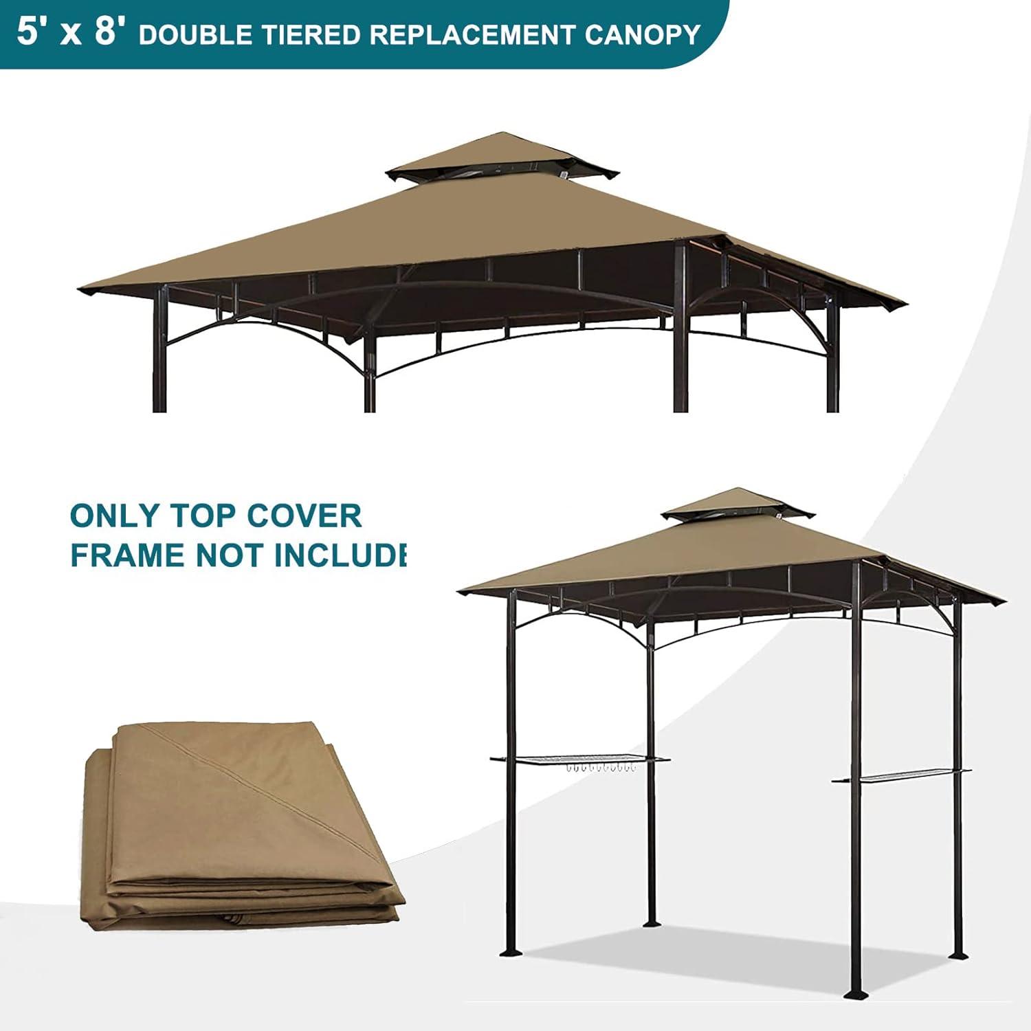 Khaki Double Tiered Grill Gazebo Replacement Canopy Top