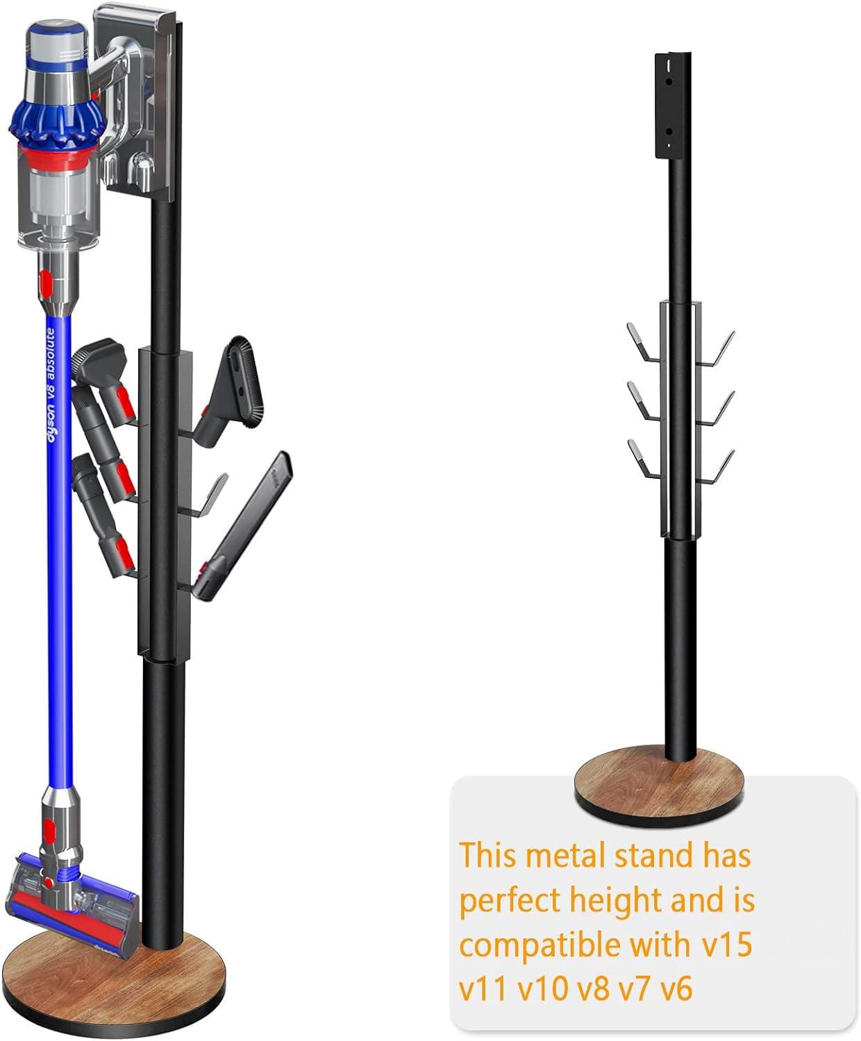 Docking Station Holder Freestanding Vacuum Stand Rack Compatible with V15 Detect, V11 V10 V8 V7 V6 Cordless Vacuum Cleaners, Floor Docking Station Metal Organizer Bracket with 6 Hooks