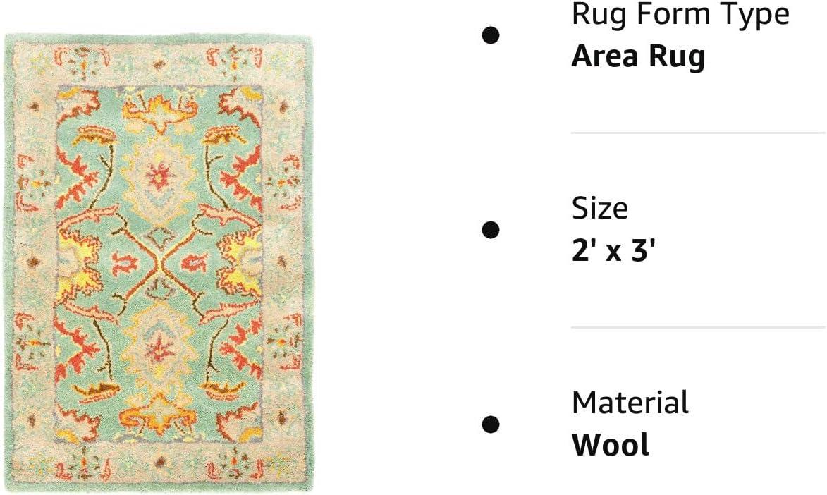 SAFAVIEH Heritage Giles Traditional Wool Area Rug, Light Blue/Ivory, 2' x 3'