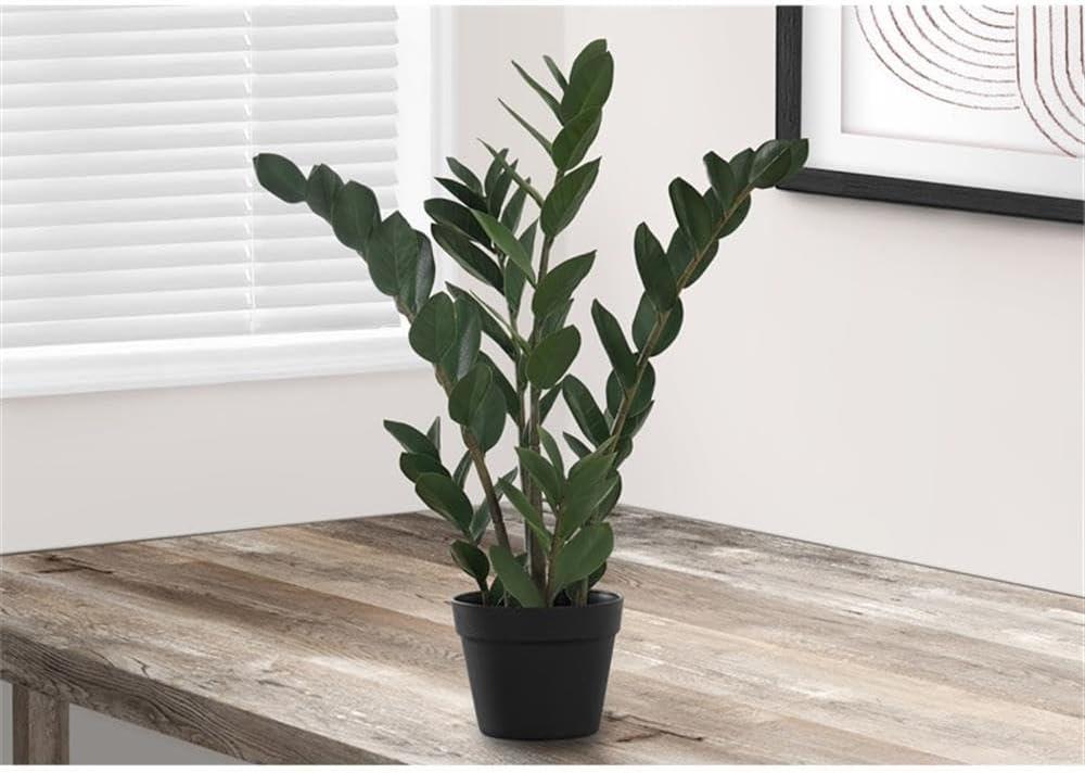 Monarch Specialties Artificial Plant 29 inch Tall Zz Tree Indoor Faux Fake Floor Greenery Potted Real Touch Decorative Green Leaves Black Pot