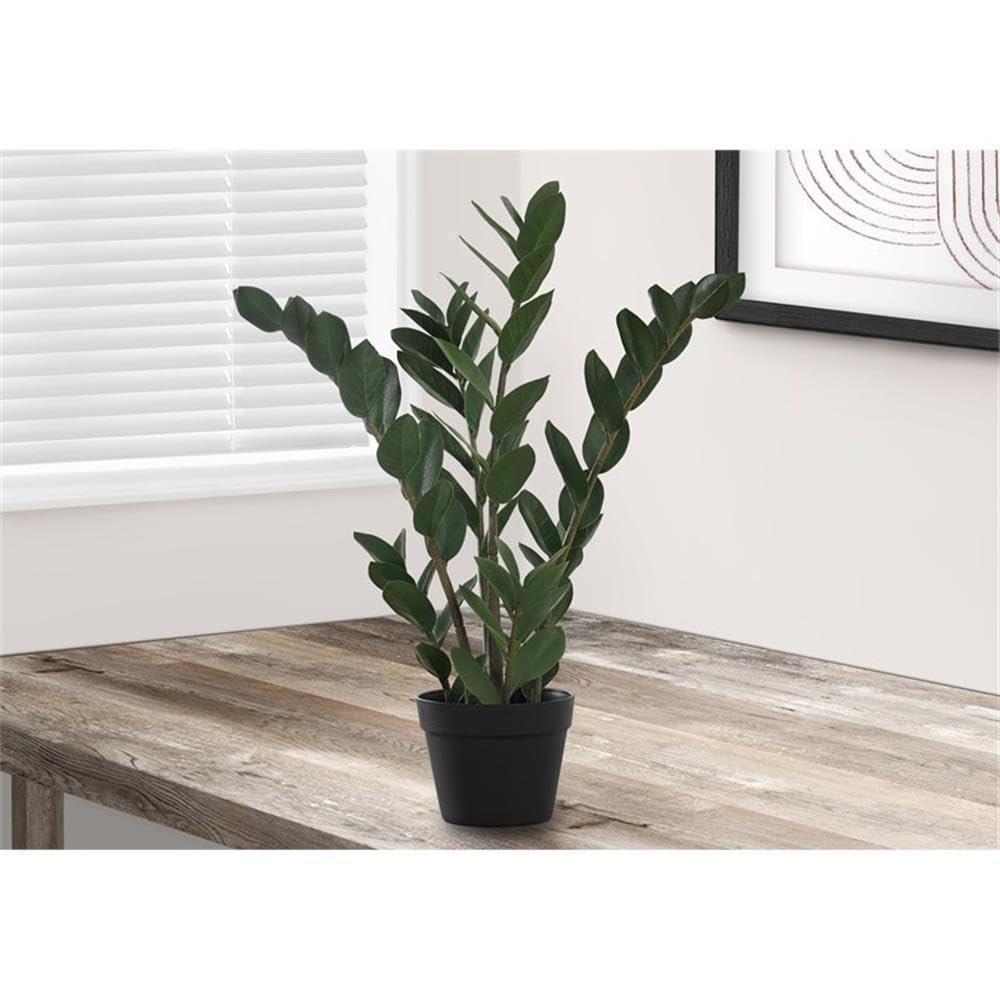 Monarch Specialties Artificial Plant 29 inch Tall Zz Tree Indoor Faux Fake Floor Greenery Potted Real Touch Decorative Green Leaves Black Pot