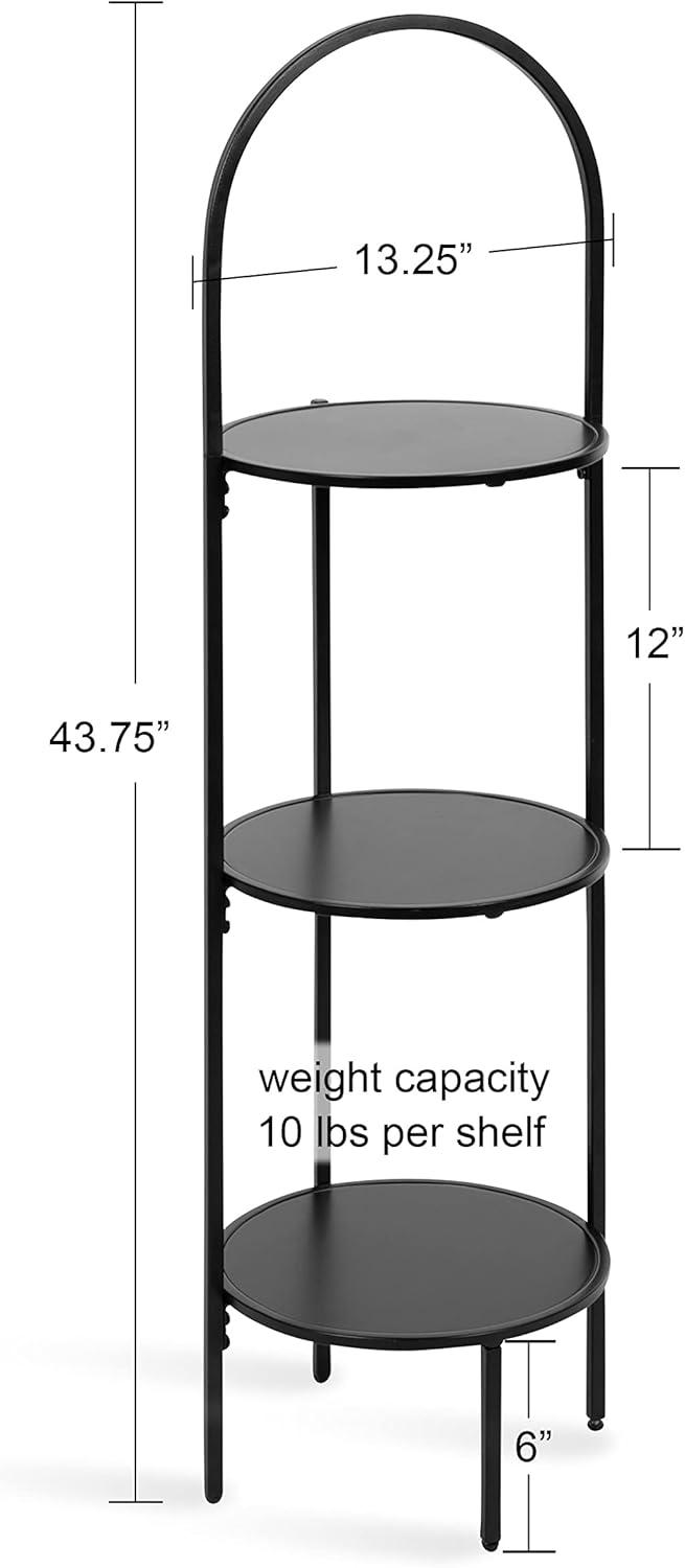 Almatt Black Metal 3-Tier Plant Stand with Round Platforms