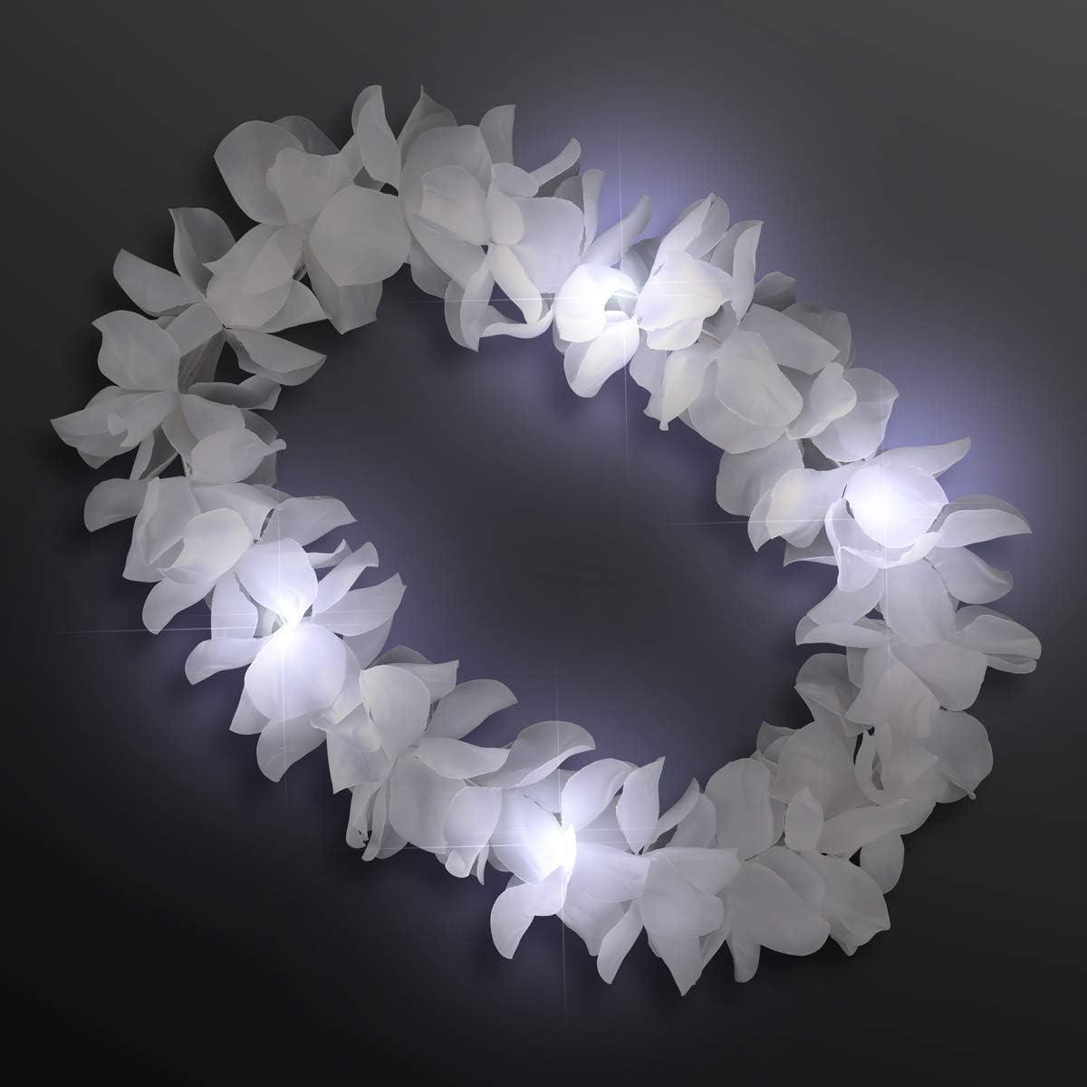 White Flashing Hawaiian Lei Necklace