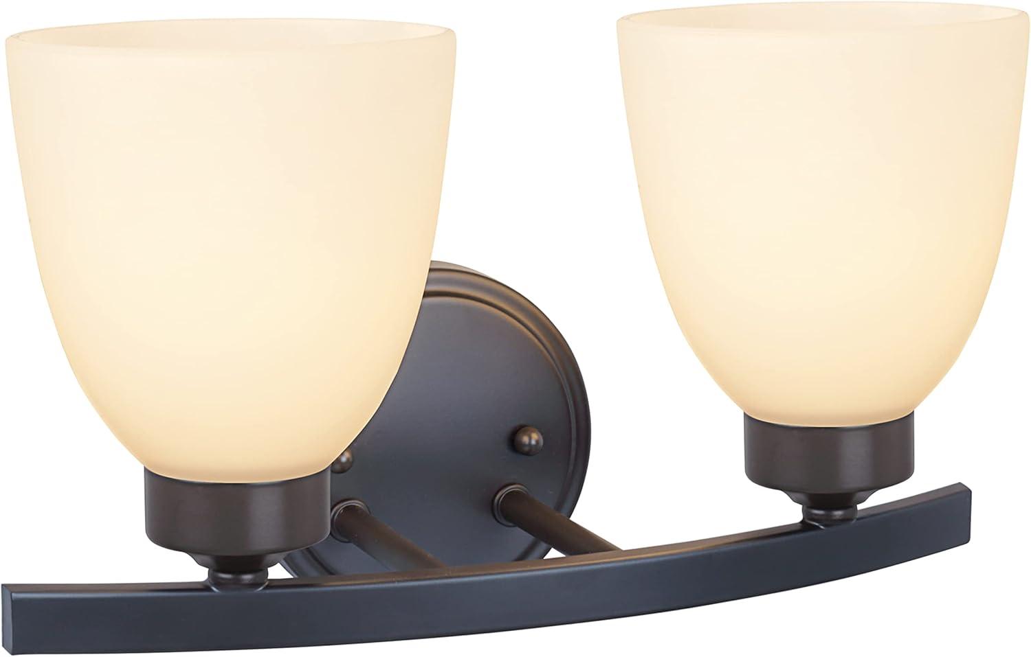 13-Inch Bronze and Frosted Glass 2-Light Vanity Fixture