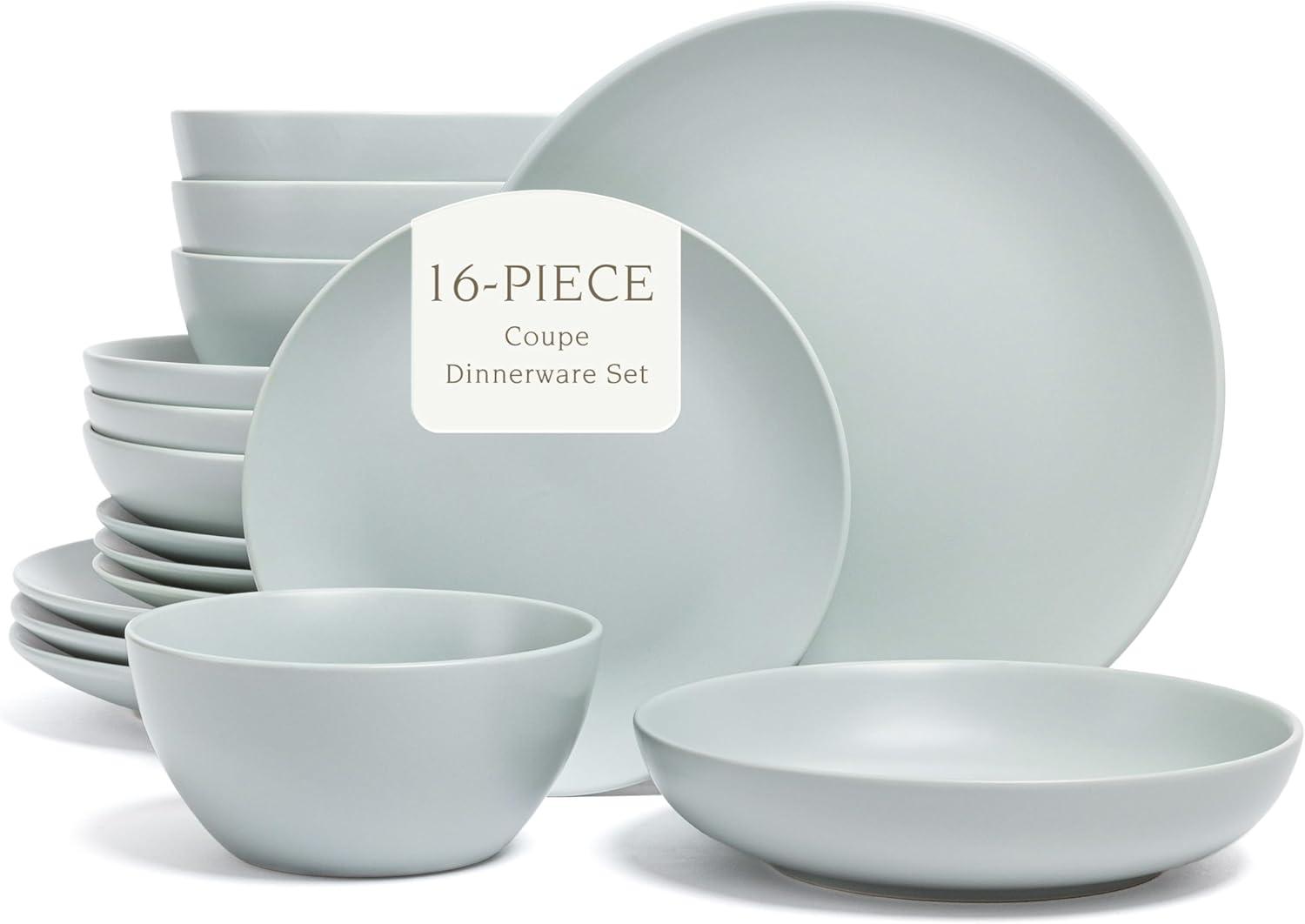 over&back Coupe 16-Piece Semi Hand-Finished Stoneware Dinnerware Set, Service for 4