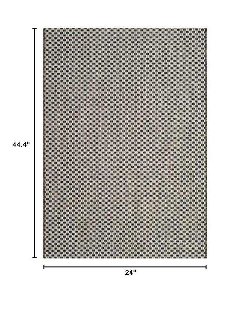 SAFAVIEH Courtyard Blair Geometric Indoor/Outdoor Area Rug, 2' x 3'7", Black/Light Grey