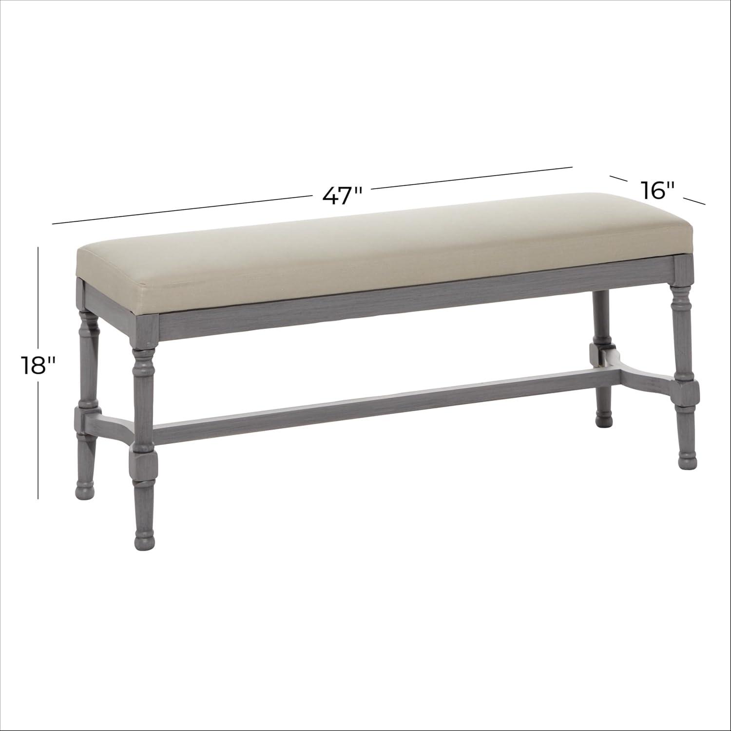 DecMode Wood Bench with Burlap Seat, Gray