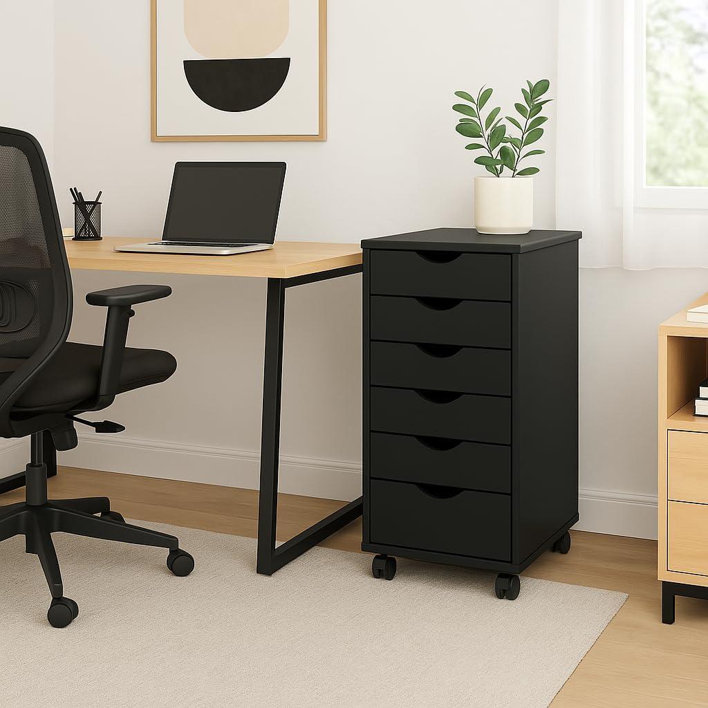 Adeptus Original Roll Cart, Solid Wood, 6+2 Drawer Narrow Roll Cart, Med Pine