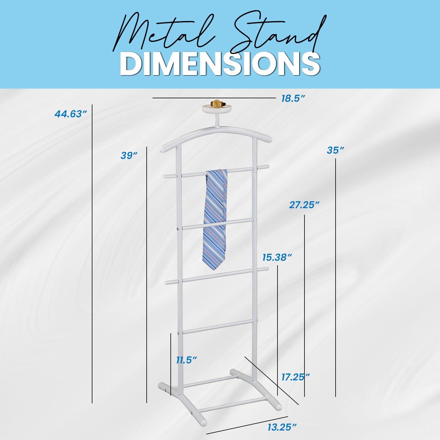 Kings Brand Furniture - Menros Metal Suit Valet Stand, Clothes Rack, White