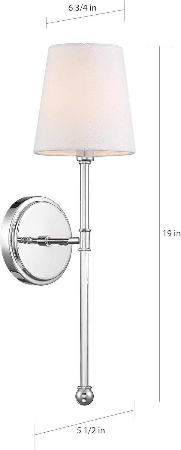 Nuvo Lighting 60/6687 Olmsted 19" Tall Bathroom Sconce - Polished Nickel / White Fabric