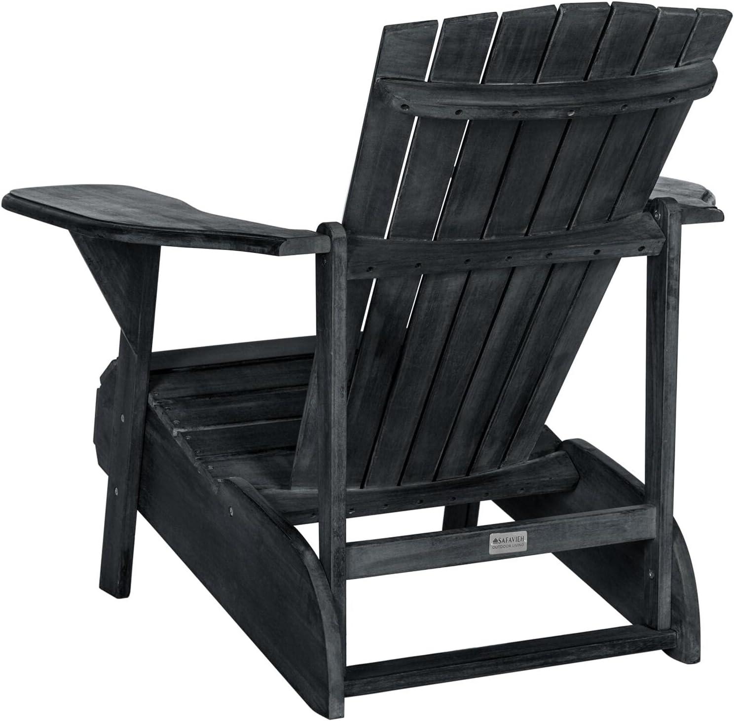 Transitional Black Acacia Wood Arm Chair with Wide Armrests