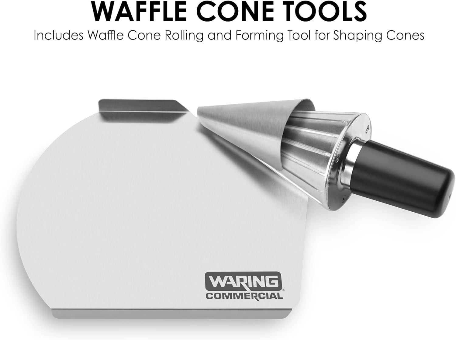 Heavy Duty Silver Single Waffle Cone Maker with Timer