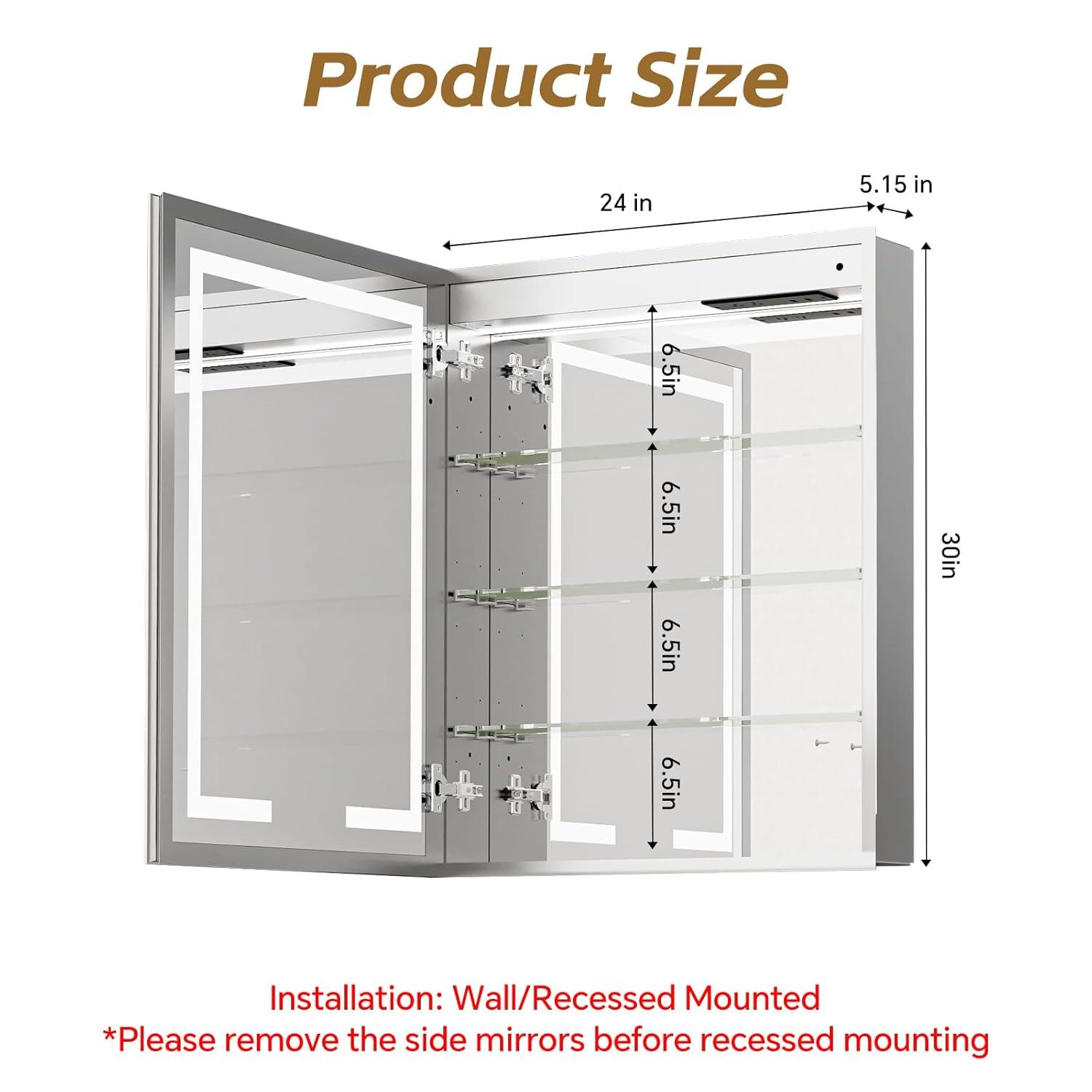 Ebern Designs Christhilde Medicine Cabinet with LED Mirror for Bathroom, Defog, Stepless Dimming, 3 Color Change, 2 Outlets, 2USB & Reviews | Wayfair