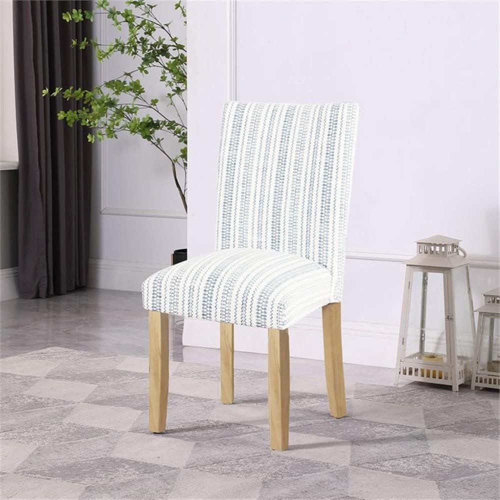 HomePop Set of 2 Parson Dining Chair Blue Farmhouse Stripe: Upholstered, Foam-Filled, Hardwood Frame