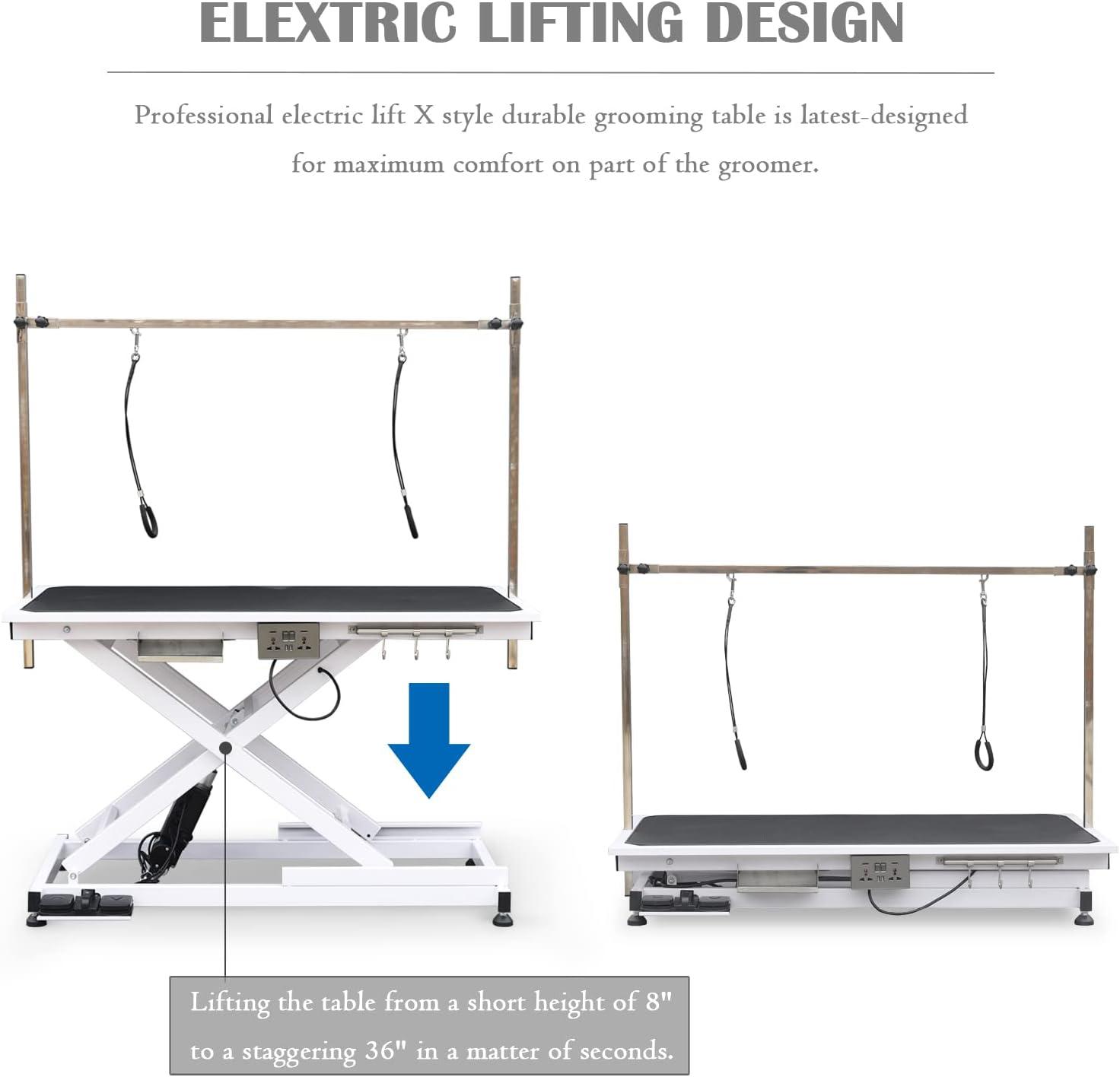 SoarFlash 36'' H x 49.6'' W x 26'' D Metal Adjustable Dog Electric Grooming Table