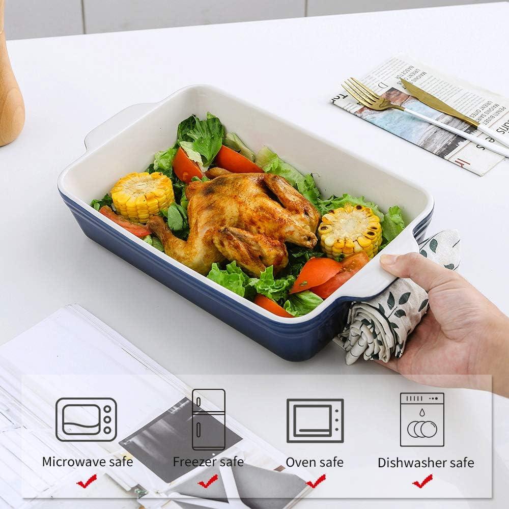Adeco Trading Ceramic Bakeware Set, Rectangular Baking Dish For Cooking, Kitchen, Cake Dinner, Banquet And Daily Use, 9X13 Casserole Dishes For Oven Porcelain Baking Pans