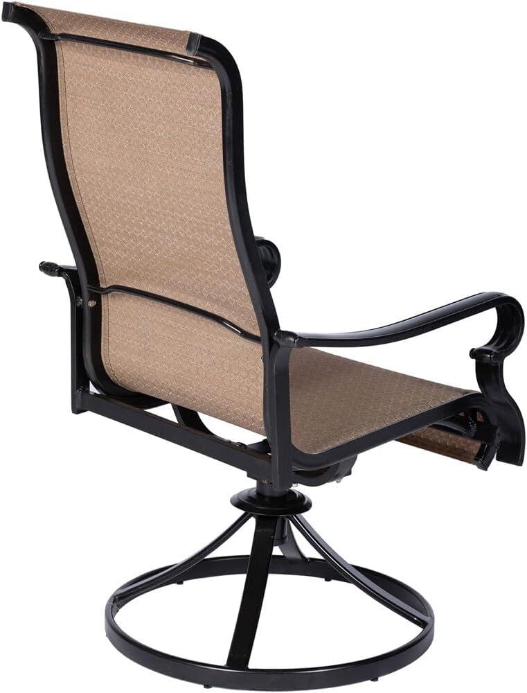 Hanover Brigantine Juego de Comedor Moderno para Exteriores de 7 Piezas / 4 Sillas con Cabestrillo, 2 Balancines Giratorios / Mesa con Tapa de 40'' x 70'' / Clima, Xido, Resistente a UV / Bronceado / BRIGDN7PCSW-2