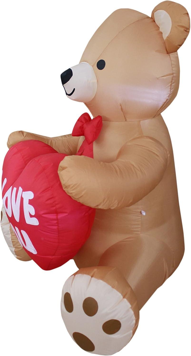 BZB Goods 4 Foot Tall Lighted Happy Valentine's Day Inflatable Sweet Teddy Bear with I Love You Heart Indoor / Outdoor Blow Up Yard Decoration
