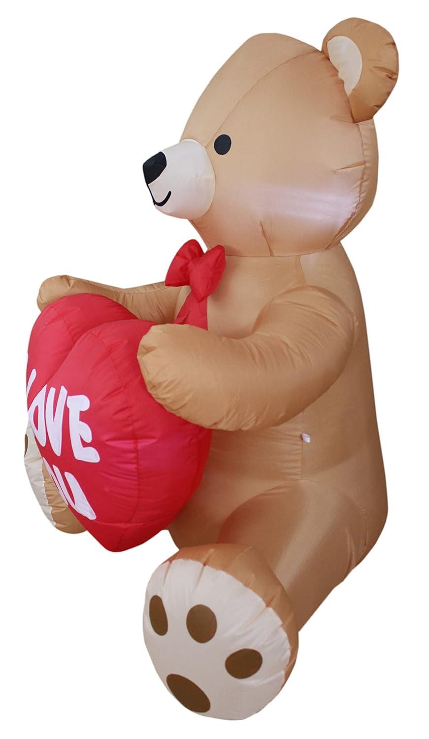 BZB Goods 4 Foot Tall Lighted Happy Valentine's Day Inflatable Sweet Teddy Bear with I Love You Heart Indoor / Outdoor Blow Up Yard Decoration