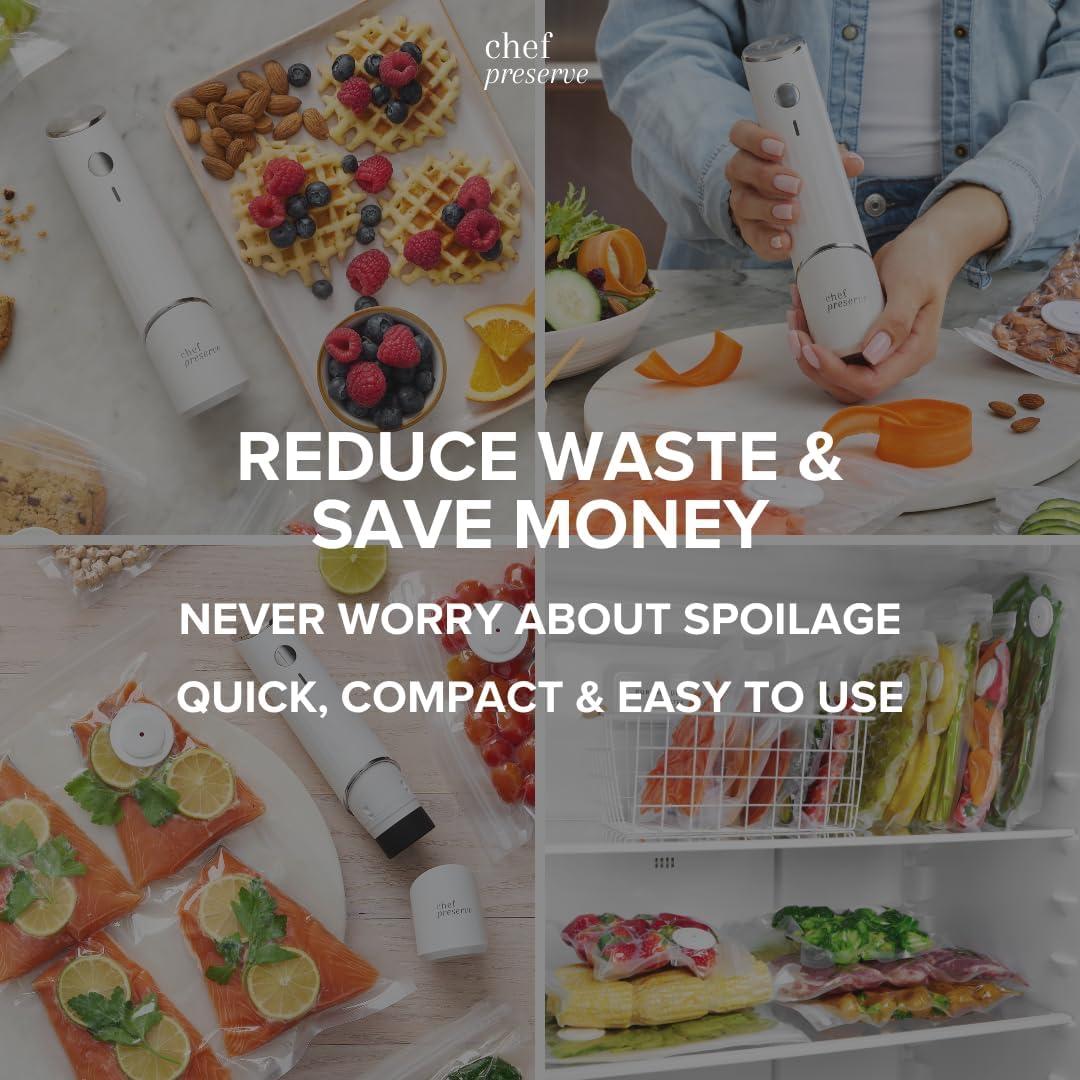 Compact White Handheld Vacuum Sealer with Reusable Bags