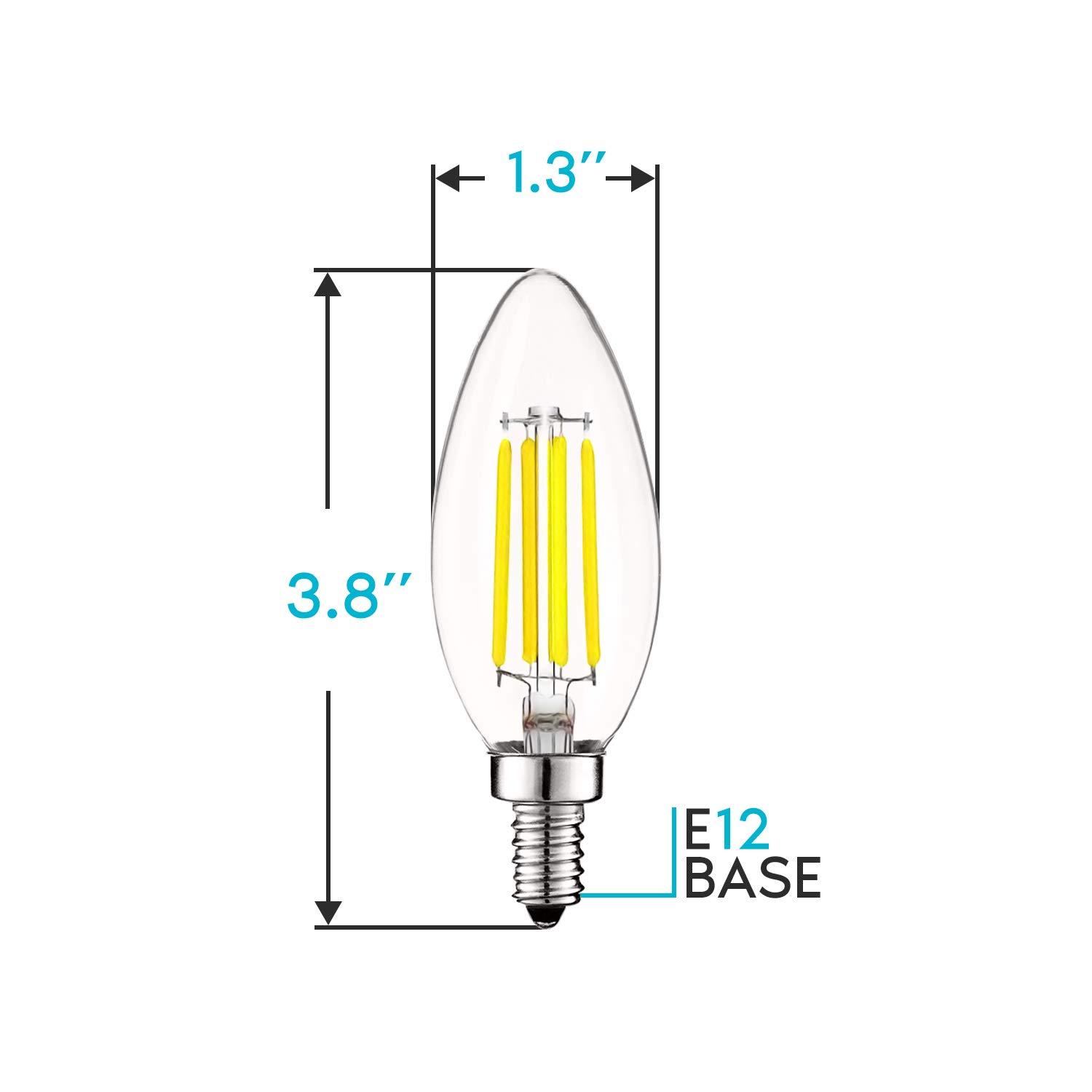 Luxrite Vintage Candelabra LED Bulb 60W Equivalent, 550 Lumens, 5000K Bright White, 5W, Dimmable, LED Candle Bulbs, E12 Base 16 Pack
