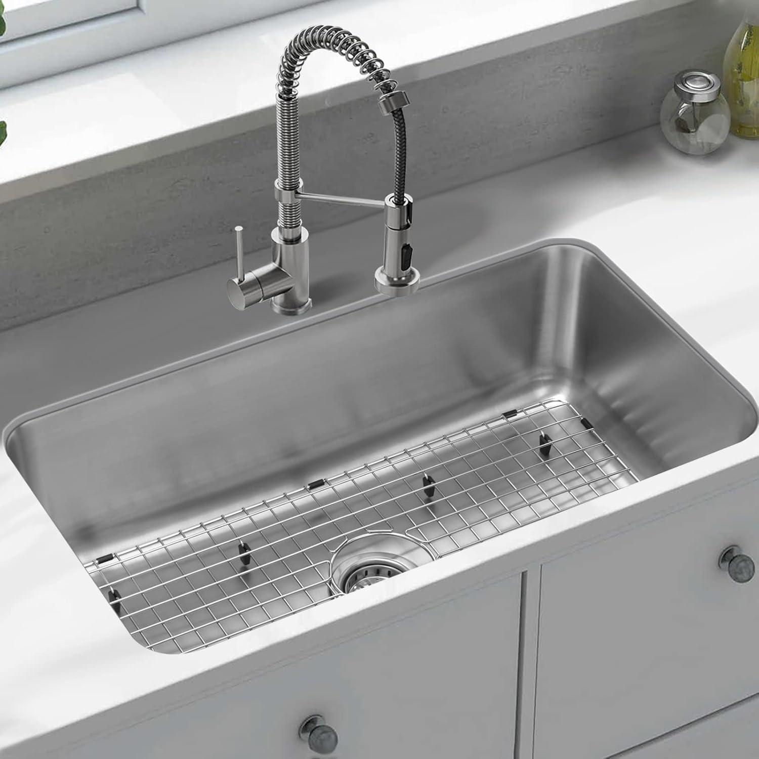 JASSFERRY Undermount Kitchen Sink Single Bowl 32 Inch, 32", 16-gauge Stainless Steel