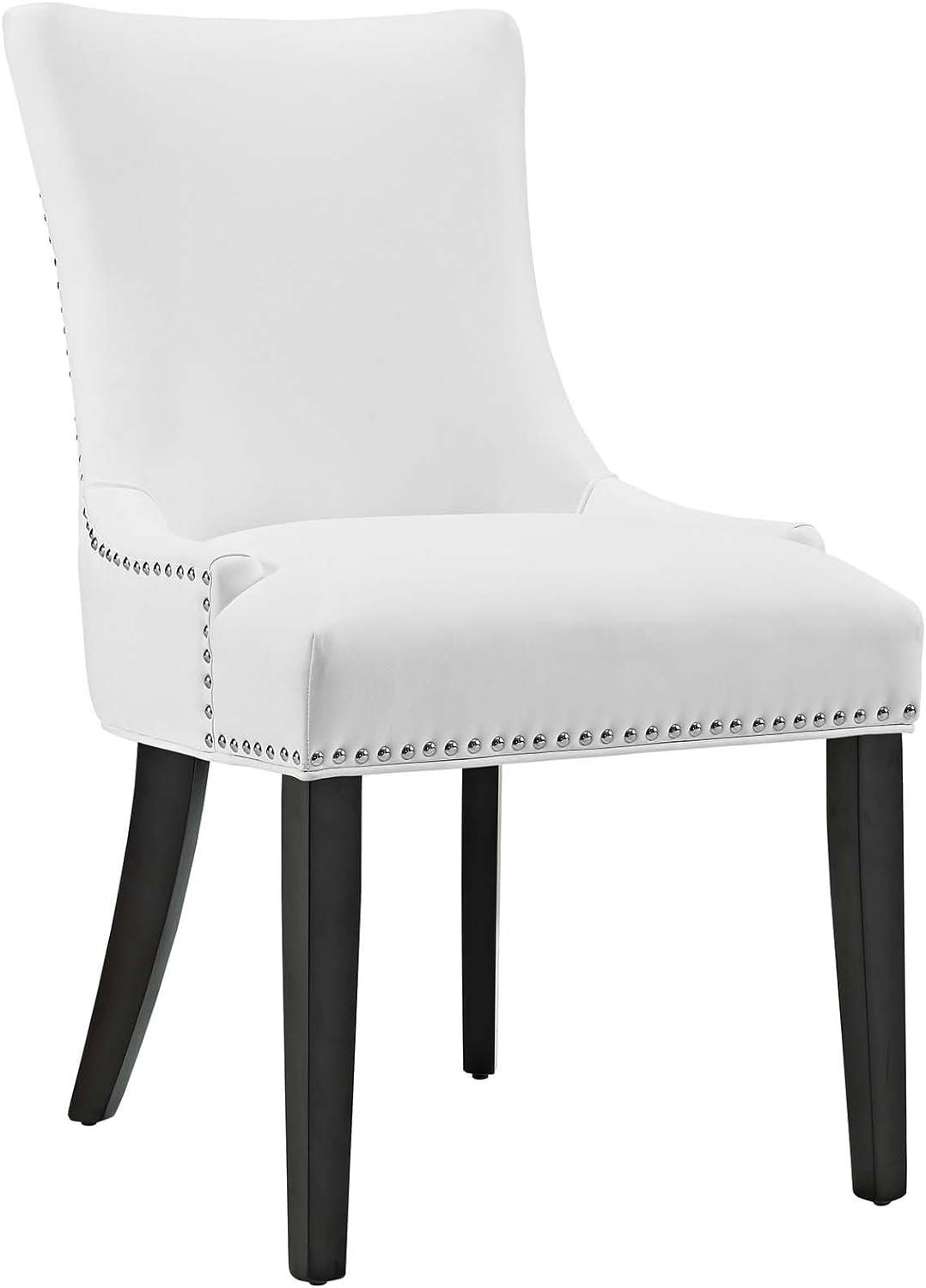 Elegance White Faux Leather Upholstered Side Chair with Nailhead Trim