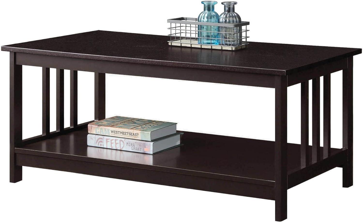 Convenience Concepts Mission Coffee Table with Shelf, Espresso