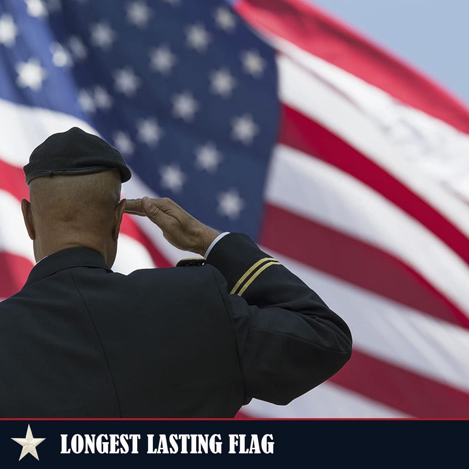 3x5 American Flag for Outside Outdoor Heavy Duty-Nylon USA Flags- Embroidered US Flags Sewn Stripes with Brass Grommets