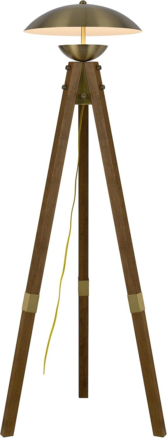 Cal Lighting Bo-3801Fl Lakeland 55" Tall Led Tripod Floor Lamp - Antique Brass / Wood