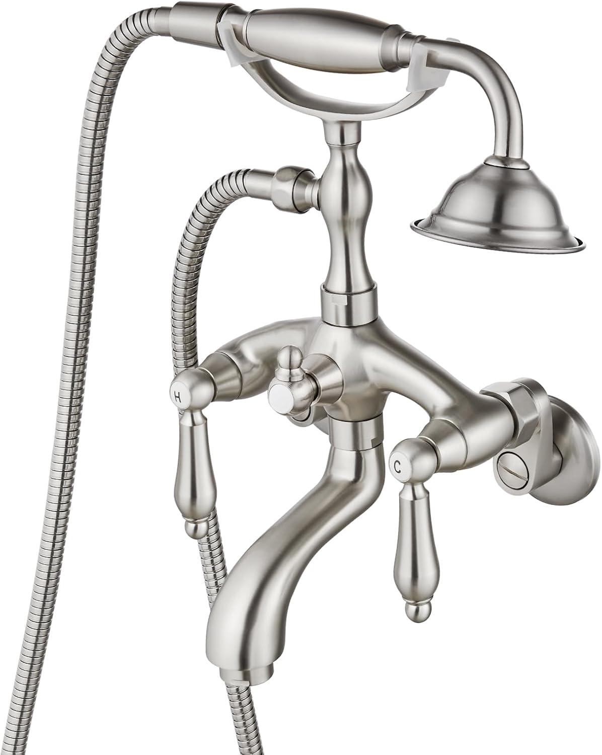 2 Handle Wall Mounted Clawfoot Tub Faucet