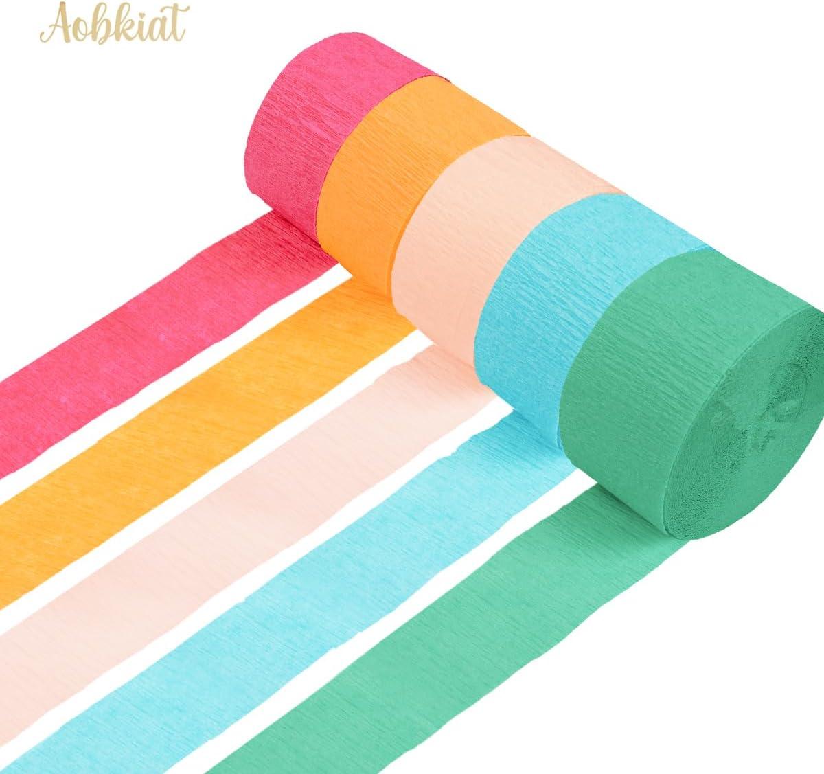 AOBKIAT 5 Rolls Rainbow Party Streamers Crepe Paper,Candyland Party Decorations for Christmas,Birthday,Wedding,Bachelorette,Bridal/Baby Shower,Hanging Candyland Backdrop Decoration