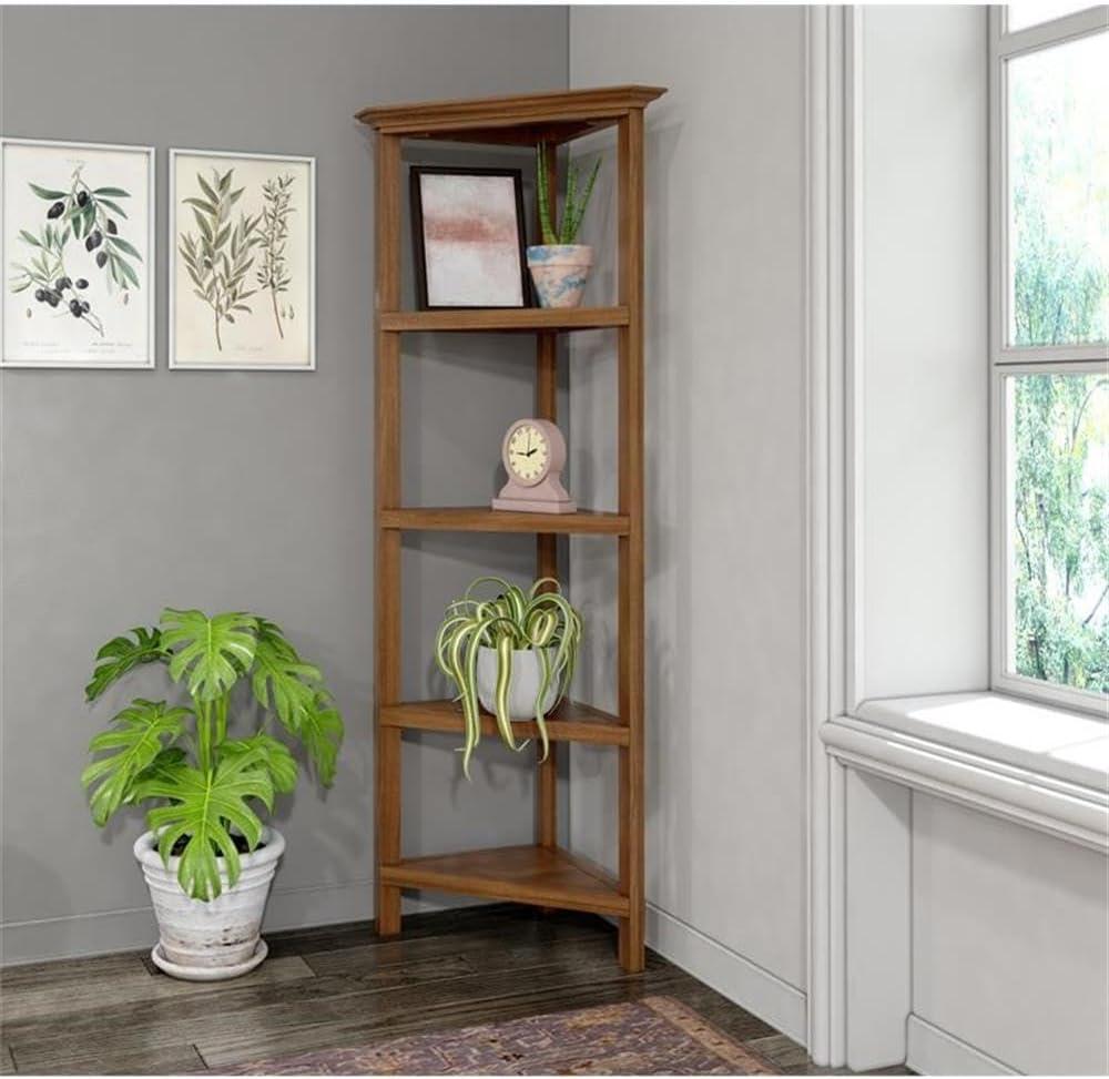 NewRidge 4-Tier Corner Wooden Bookcase Walnut