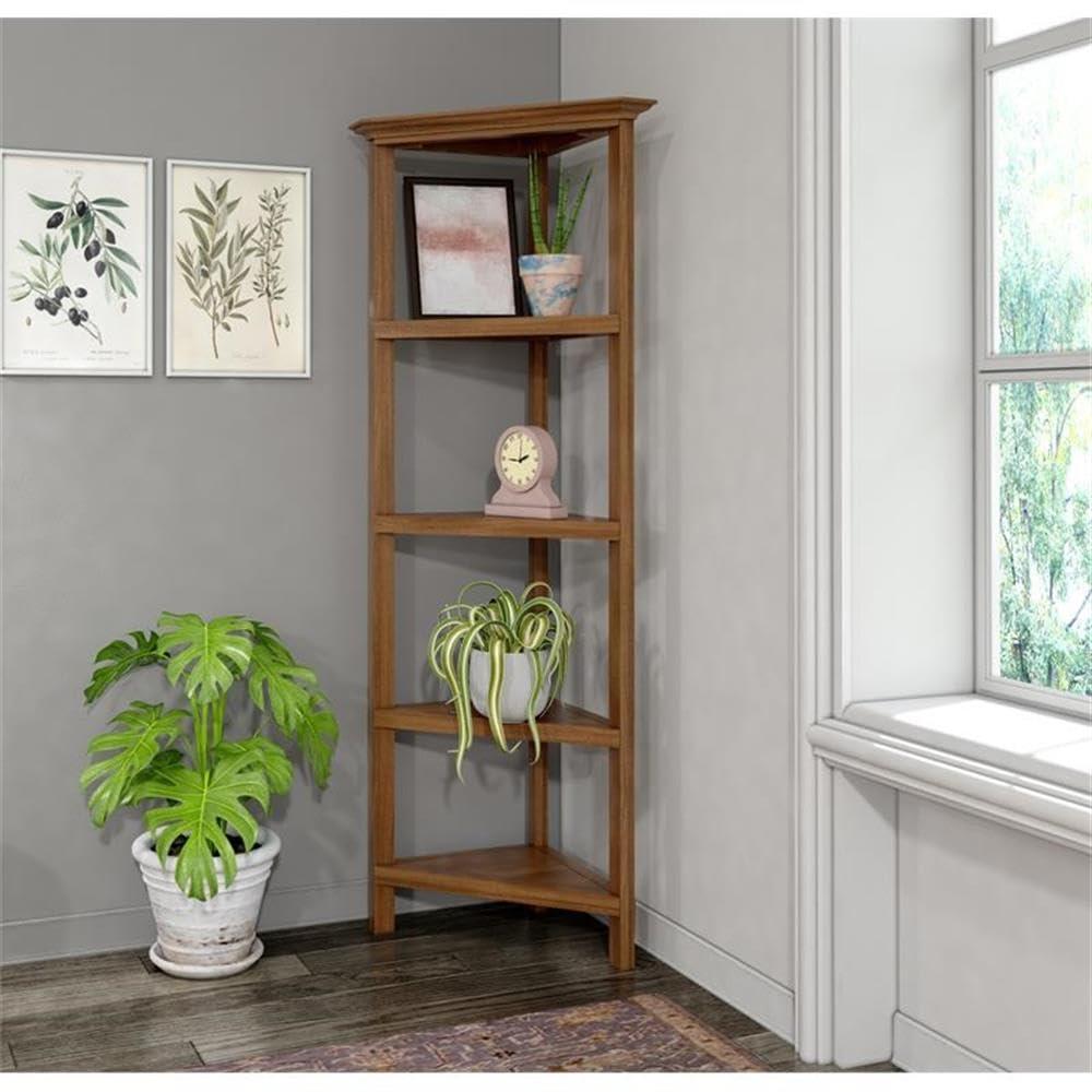 NewRidge 4-Tier Corner Wooden Bookcase Walnut