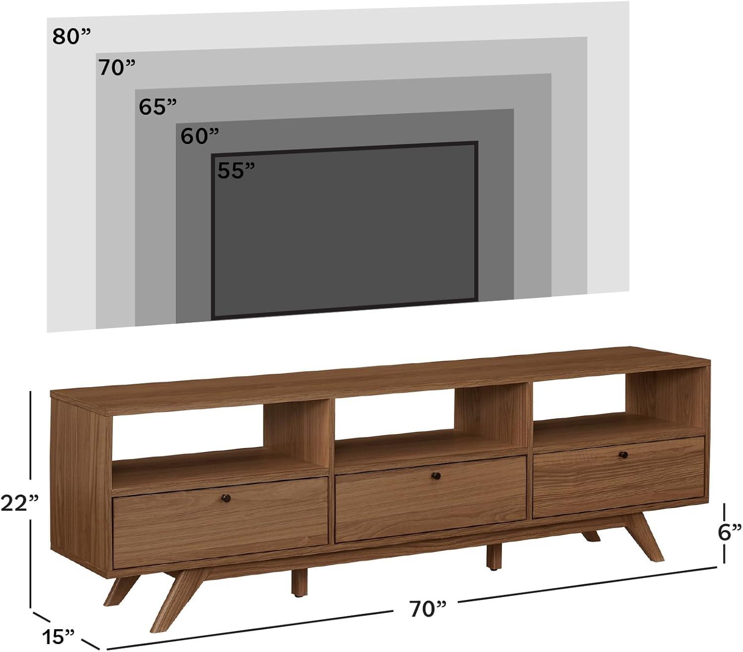 Walker Edison Mid-Century Modern Storage TV Stand for TVs up to 80”, Mocha
