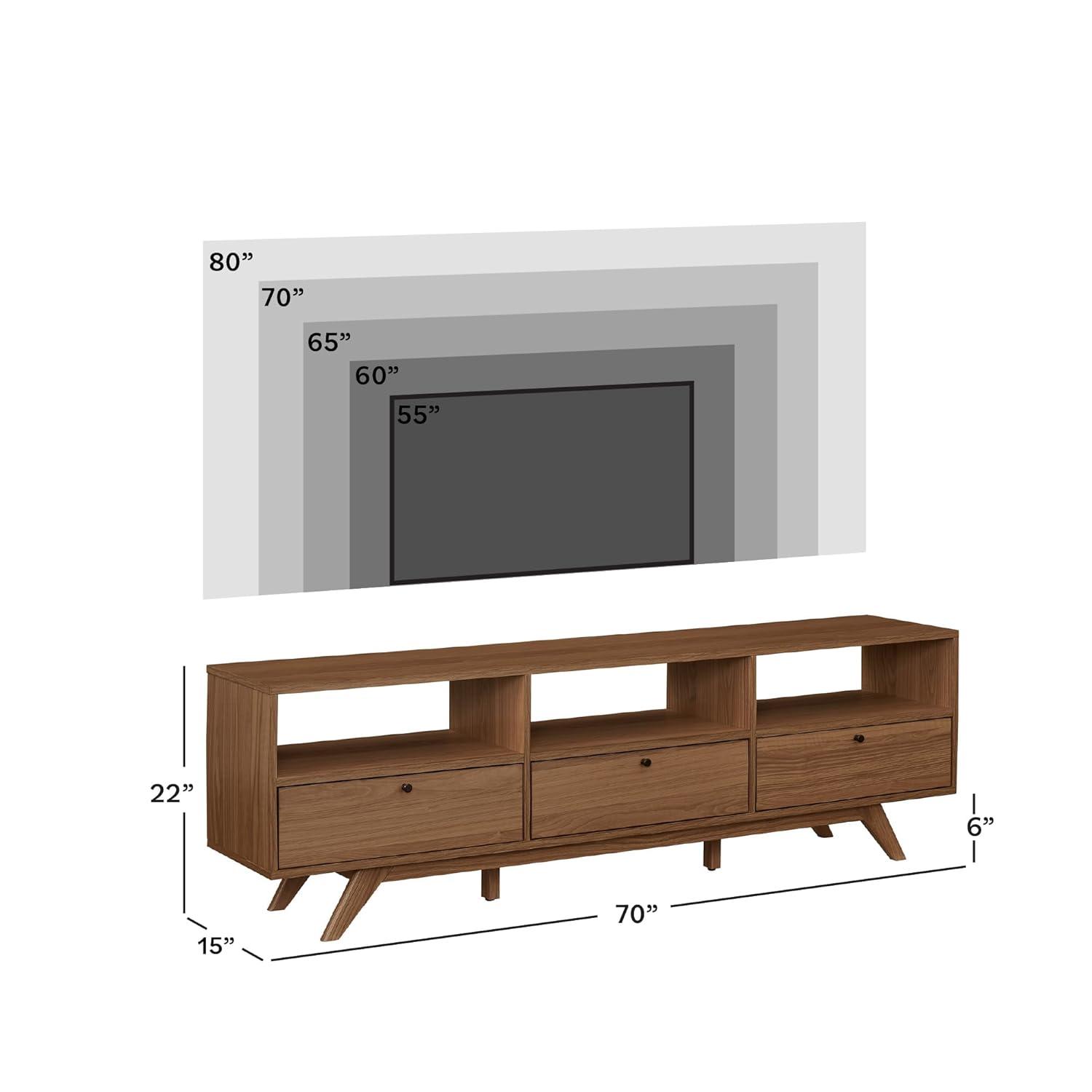 Walker Edison Mid-Century Modern Storage TV Stand for TVs up to 80”, Mocha