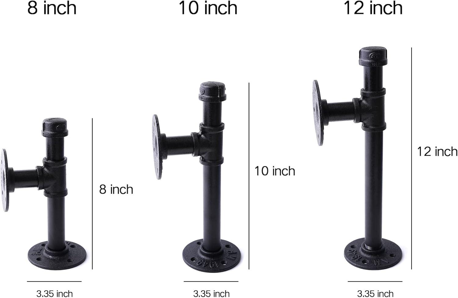 3/4" Industrial Pipe Shelf Brackets, Black Iron Wall Mounted DIY Shelving Brackets Hanging Custom Pipe Brackets for Floating Shelves (2, 8 Inch)