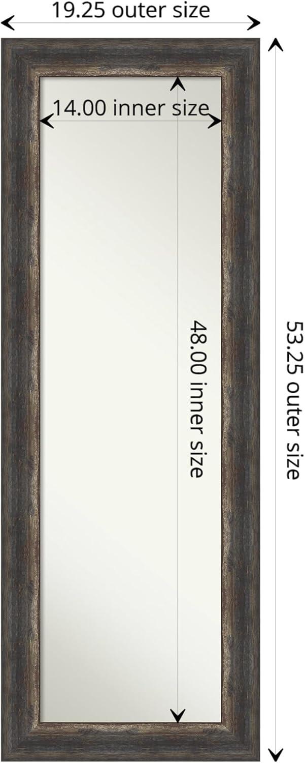 19" x 53" Non-Beveled Wildwood Brown Full Length on The Door Mirror - Amanti Art: Polystyrene Frame, Includes Mounting Hardware