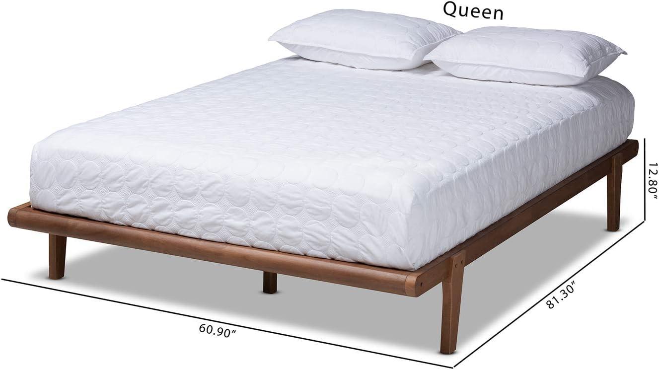 Full Kaia Finished Wood Platform Bed Frame Brown - Baxton Studio: Mid-Century Modern, No Box Spring Required