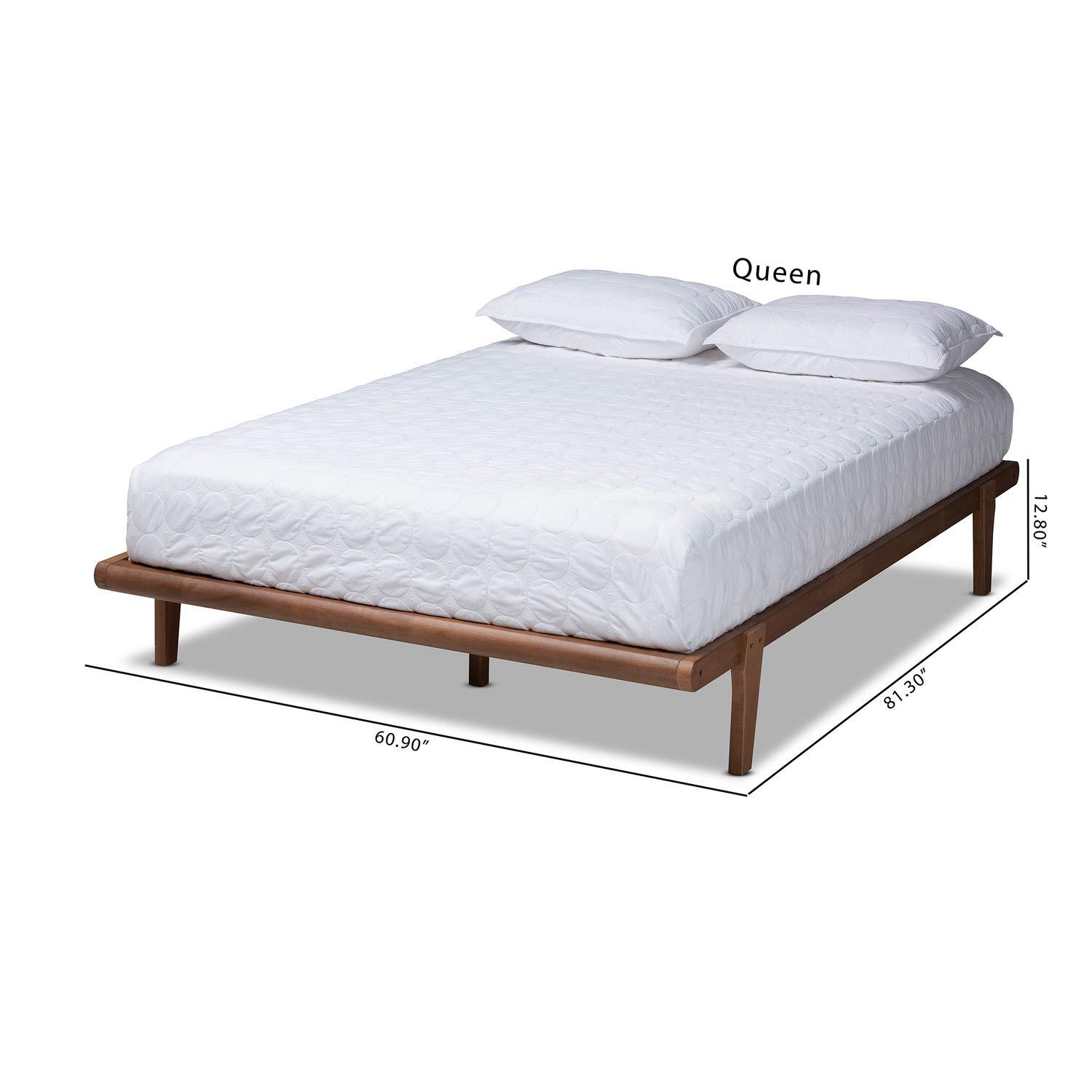 Full Kaia Finished Wood Platform Bed Frame Brown - Baxton Studio: Mid-Century Modern, No Box Spring Required