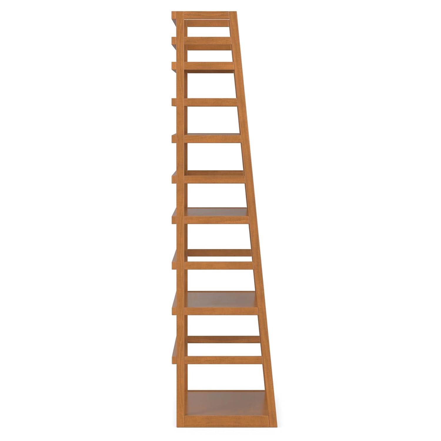 Simpli Home Acadian 30"W Solid Wood 5 Shelf Ladder Bookcase with Open Shelves