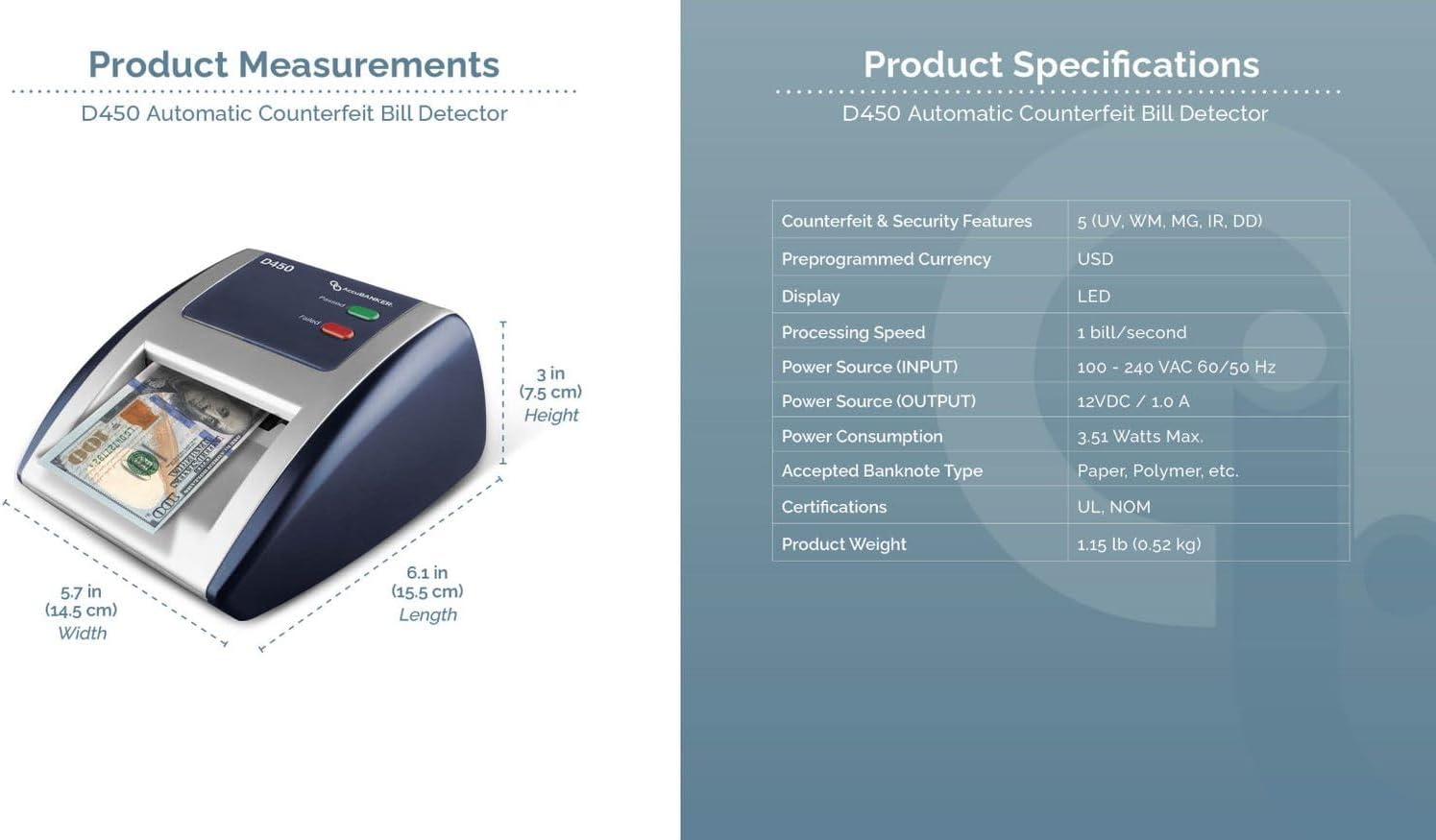 AccuBANKER D450 Counterfeit Money Checker with Infrared and Magnetic Detection